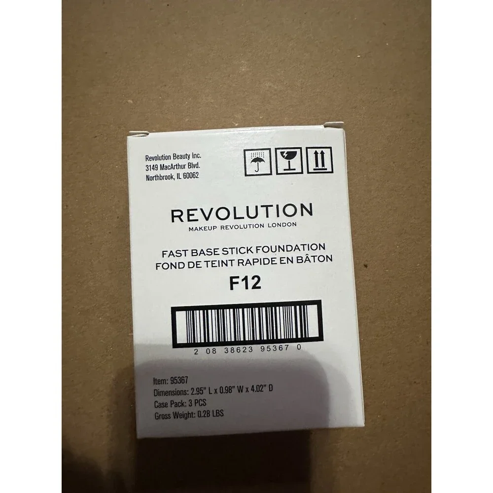 Makeup Revolution Fast Base Stick Foundation F12 3Pc Lot New
